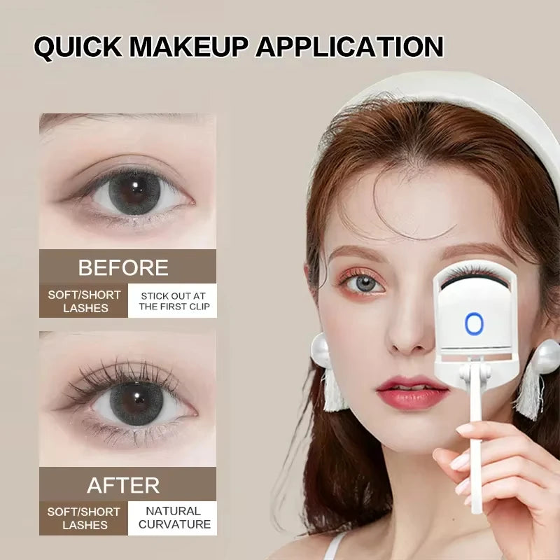 Electric Eye Lash Curler Quick Natural Curling for Long Lasting with Sensing Heating Silicone Pad